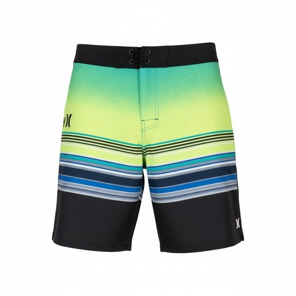 Hurley‎ Phantom Board Shorts Men's Green Neon Stripe Swim Beach, Size 32, NWT